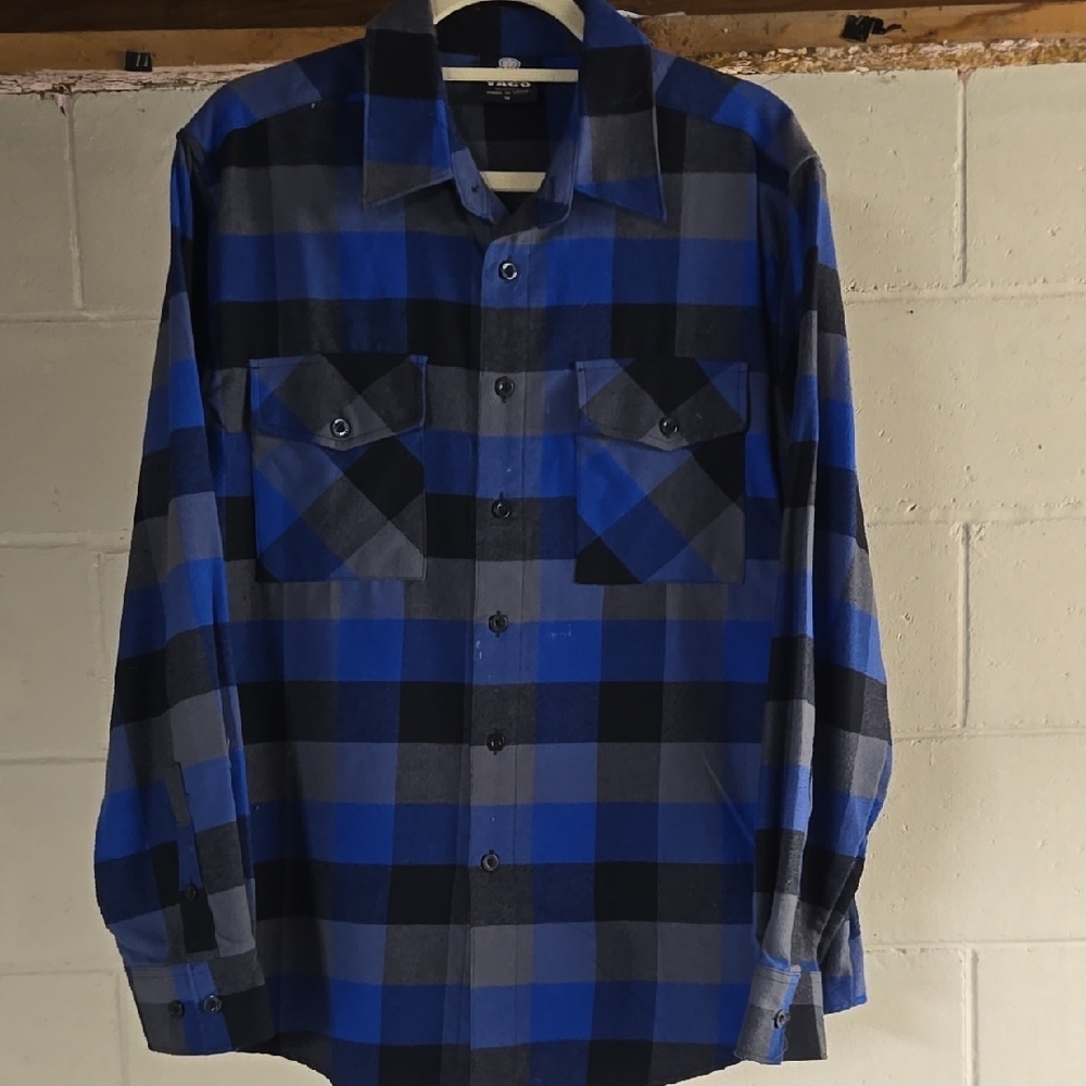 Blue and Black Plaid Men's Shirt